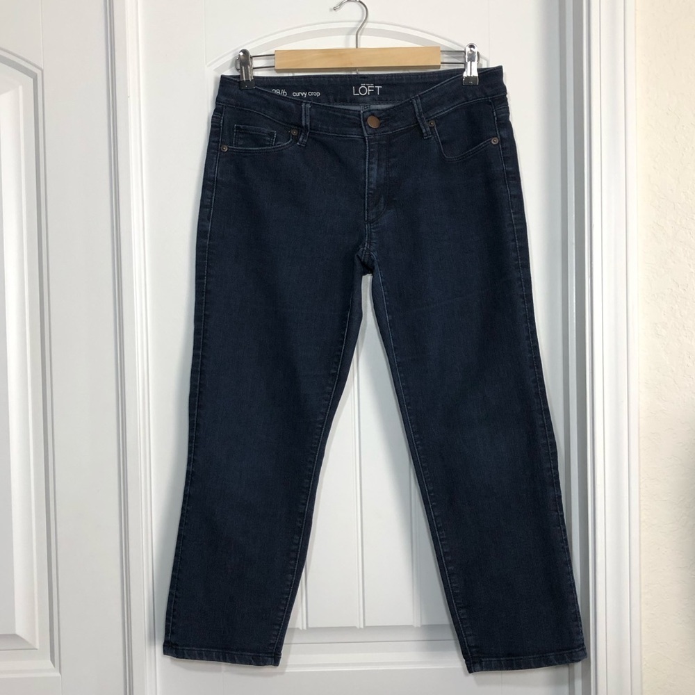 Ann Taylor Loft Curvy Crop Low Rise Dark Wash Jeans 28/6 - Picture 2 of 13